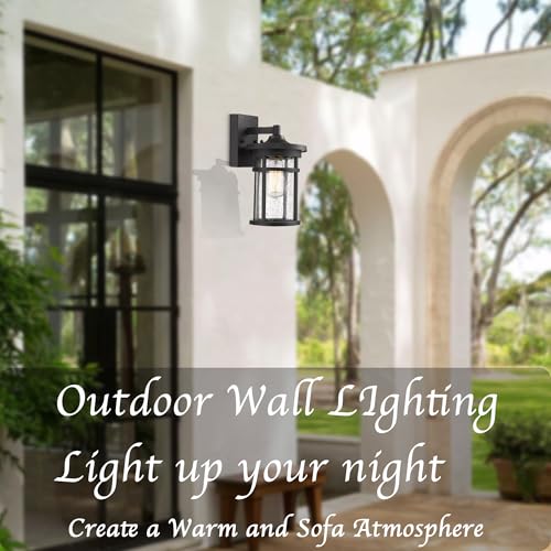 Outdoor Wall Sconces, Exterior Wall Lantern, Outdoor Wall Lighting Fixture, Outdoor Wall Mounted Lights, Outdoor Wall Lights for Patio, Porch, Garden,Balcony (Black, 12" H)