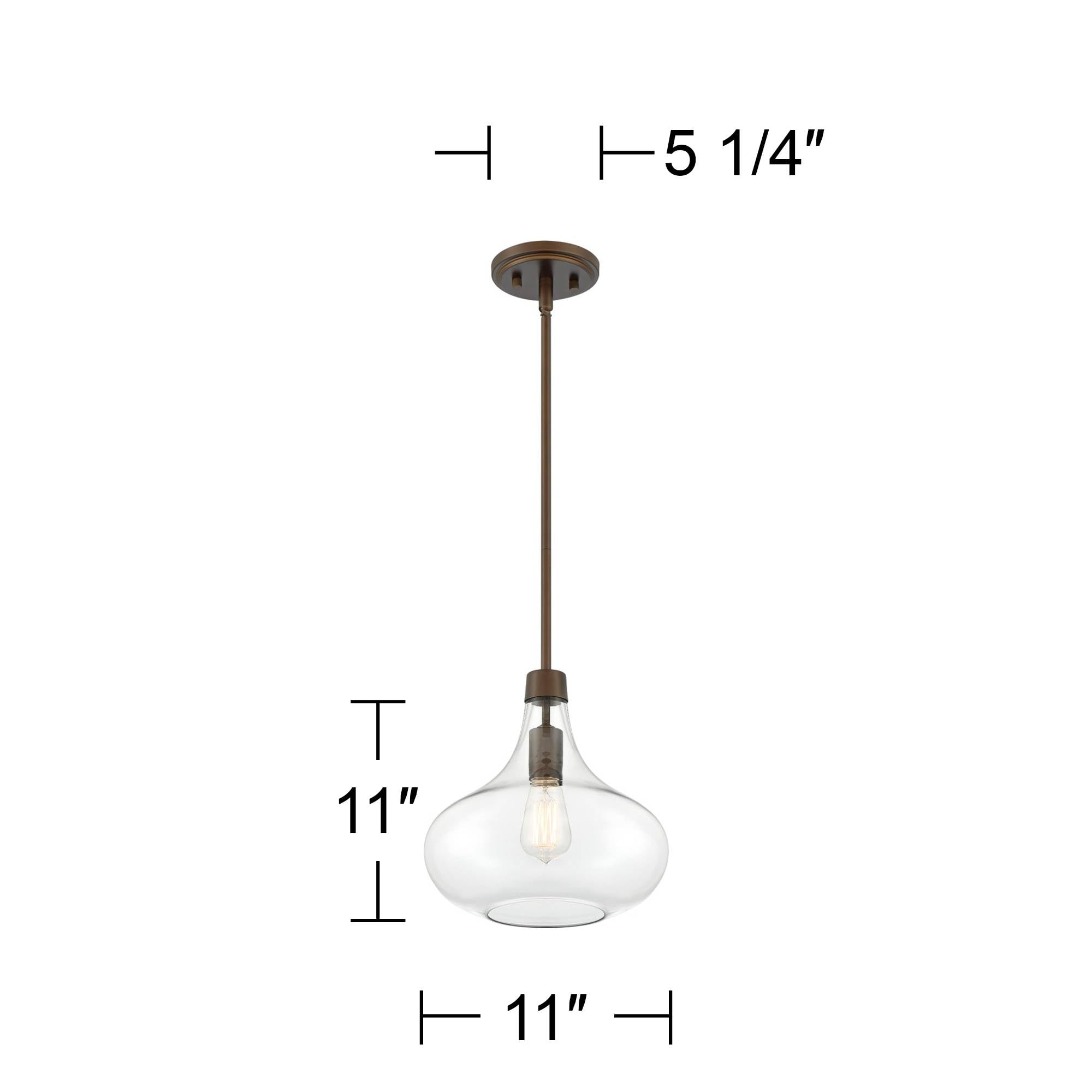 Euro Design Pendant Light Fixture - Single Bulb, Clear Glass Shade, Mini Gold Pendant Light for Kitchen Islands, Living Rooms, Bedrooms, Dining Rooms, and Foyers - 11" Wide, 11" High