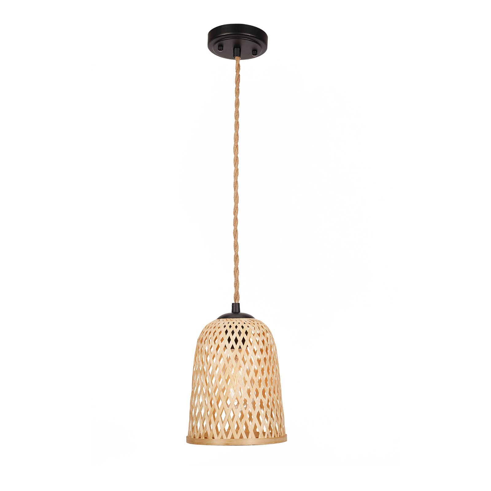 Rustic Farmhouse Bamboo Pendant Light - 18 Inch Large Dome Handwoven Ceiling Mounted Bamboo Chandelier Shades, Coastal Beach Hanging Rattan Light Fixture for Kitchen, Dining, Living Room