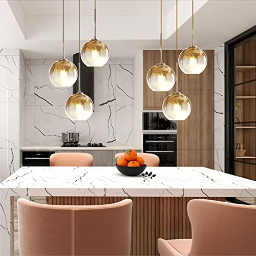 KCO Lighting 3 Light Globe Cluster Pendant Light Modern Glass Cluster Chandelier Gold Glass Pendant Light Fixture Mid Century Dining Room Chandelier Multi Pendant Light Fixture