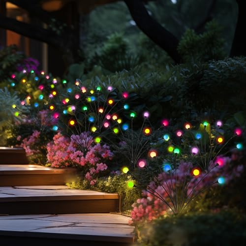 Solar Garden Lights, 20 LED Firefly Garden Lights Solar Outdoor, Solar Lights for Outside Sway by Wind,Solar Lights Outdoor Waterproof for Christmas Yard Patio Pathway Decoration (2 Pack)