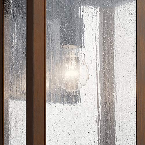 12.75" Outdoor Wall Light in Black, 1-Light Exterior Wall Sconce with Clear Ribbed Glass, (12.75" H x 7.5" W), 59017BK