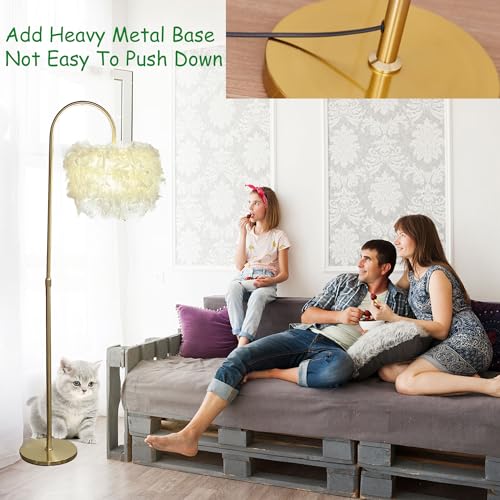 Floor Lamp White Natural Ostrich Unique Bedside Floor Lamps with Foot Switch Modern Gold Luxury LED Bulbs Resin Standing Light for Bedrooms Dining Room Living Room Kitchen 35 Pieces