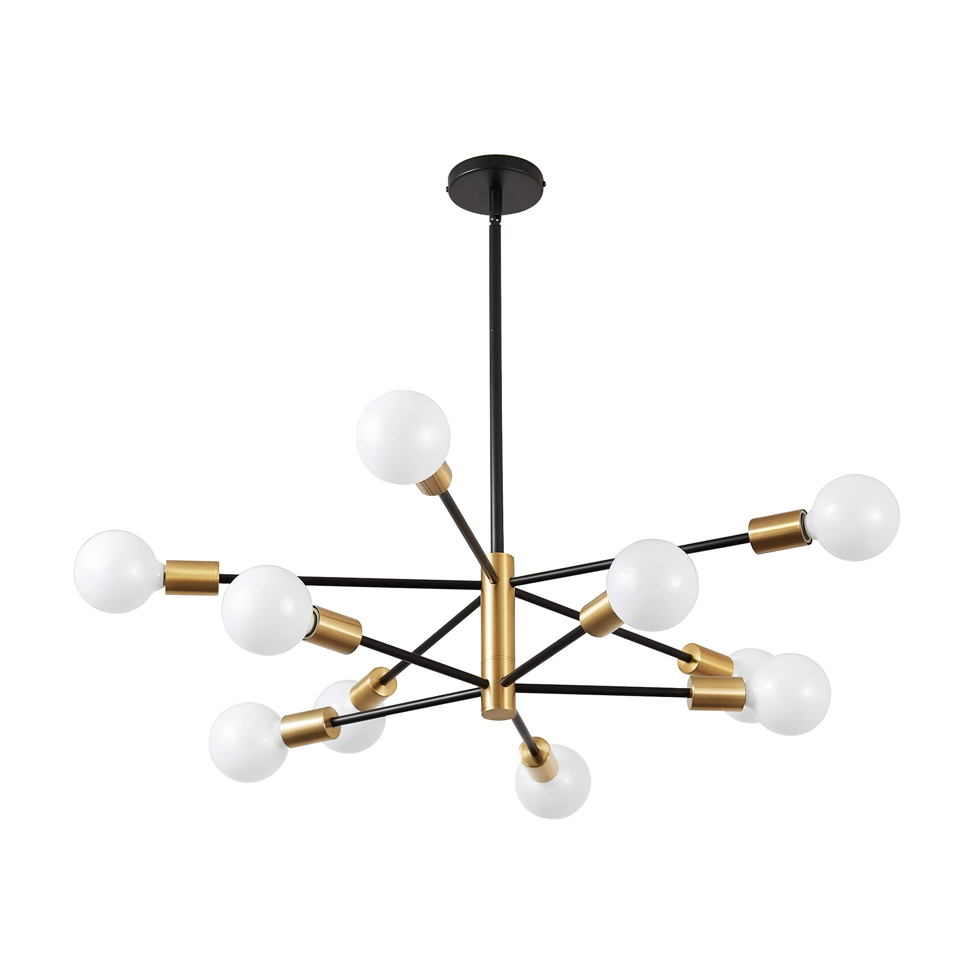 Sputnik Chandelier Modern Gold Chandelier 6-Light E26 Mid Century Ceiling Light Fixture Height Adjustable Hanging Pendant Lighting for Dining Room Kitchen Island Bedroom Office