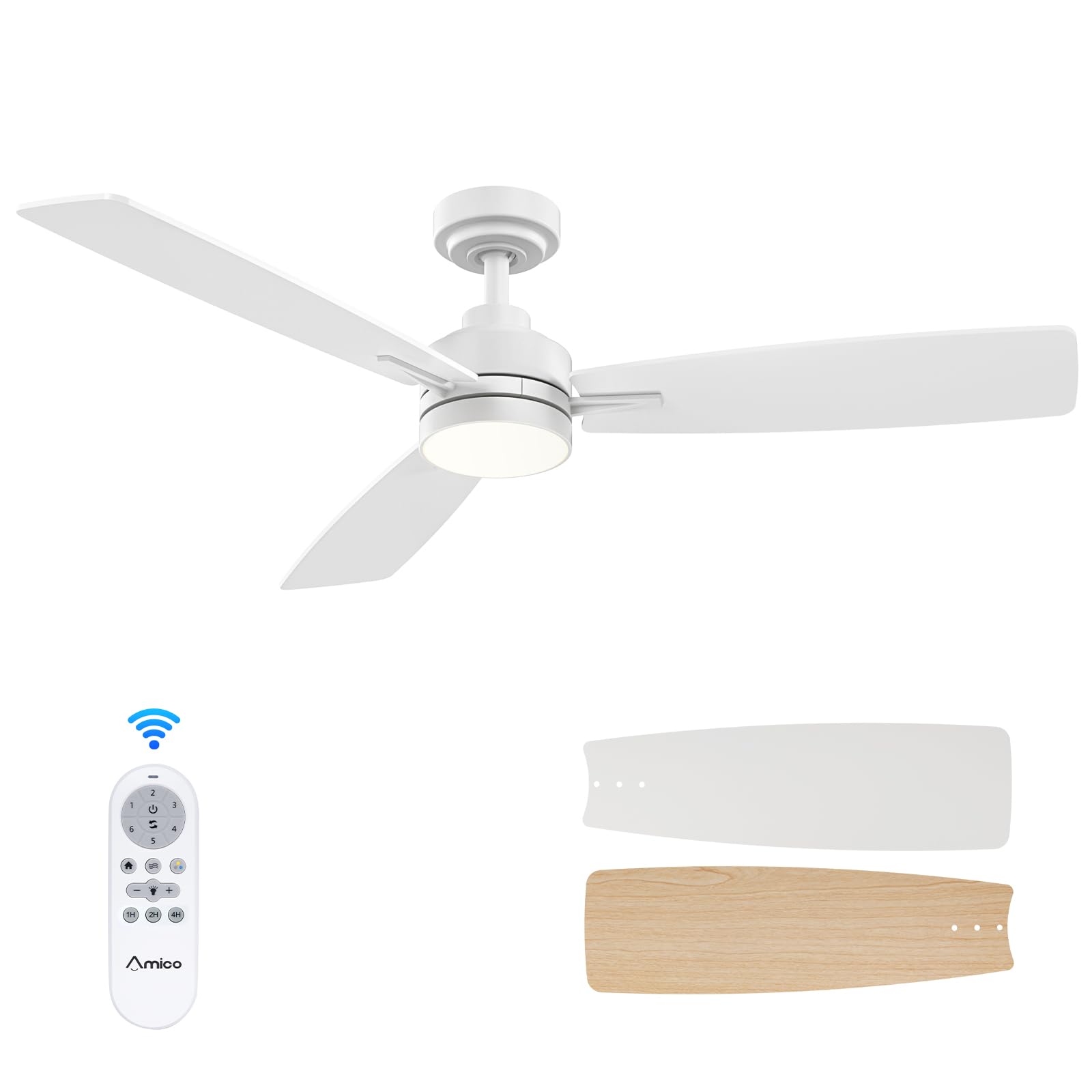 Ceiling Fans with Lights, 44 inch Ceiling Fan with Light and Remote Control, Reversible, 3CCT, Dimmable, Noiseless, Small Black Ceiling Fan for Bedroom, Indoor/Outdoor Use