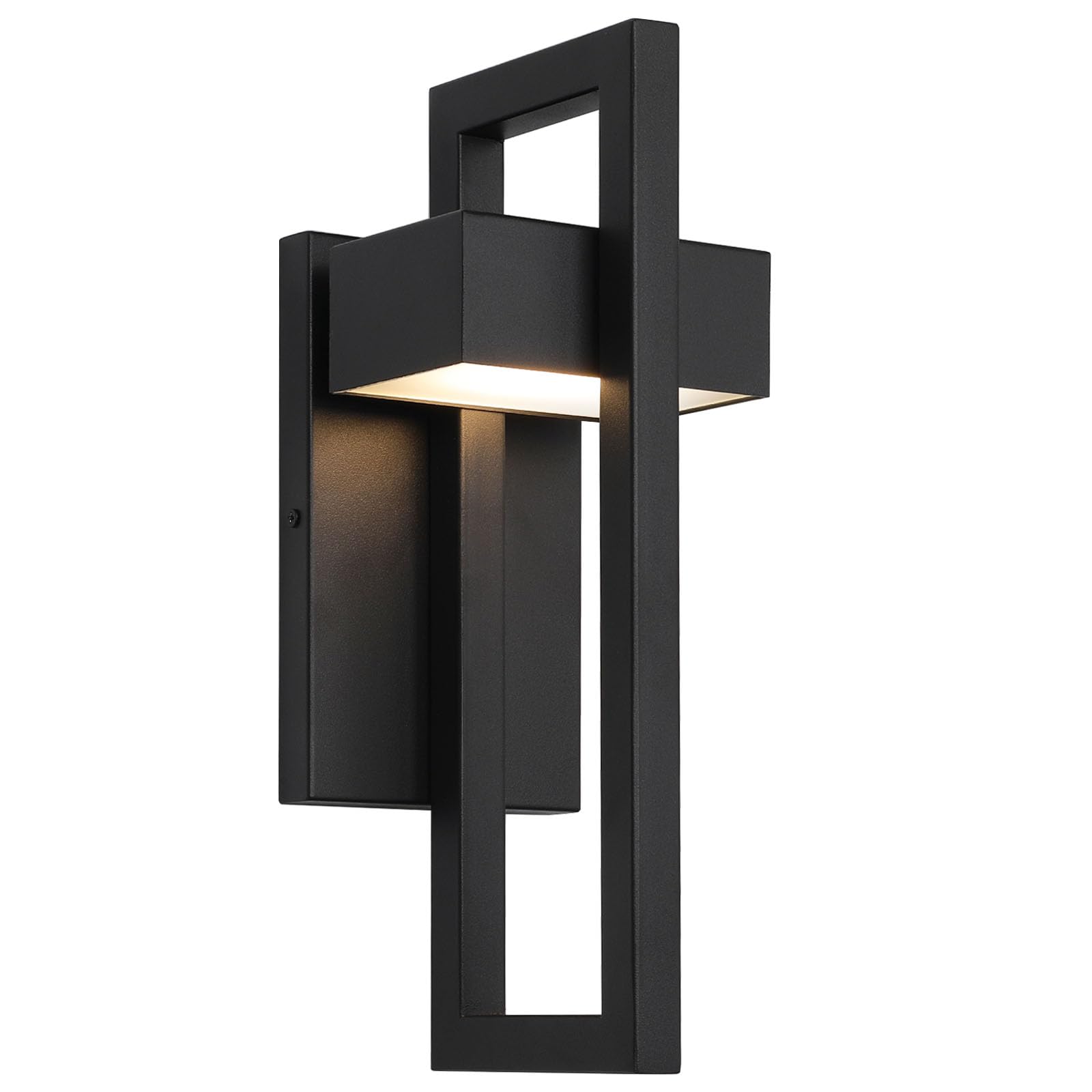 Outdoor Wall Lights Modern Exterior Lighting Fixtures, 3000K LED Integrated Outdoor Wall Sconce for Porch 2 Packs, Matte Black Outside Wall Mount Lights for Front Door House Garage Indoor