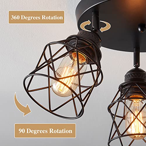 Kitchen Light Fixtures Ceiling Mount, Adjustable Semi Flush Mount Ceiling Light Fixture with E26 Base, Multi-Directional Ceiling Lamp for Kitchen Hallway Dining Room Farmhouse Entryway