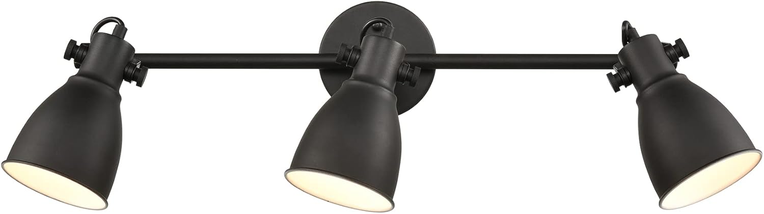 Industrial Wall Sconce Matte Black 3-Light Track Lighting Wall Mount or Ceiling Tracking Lights Metal Wall Lighting