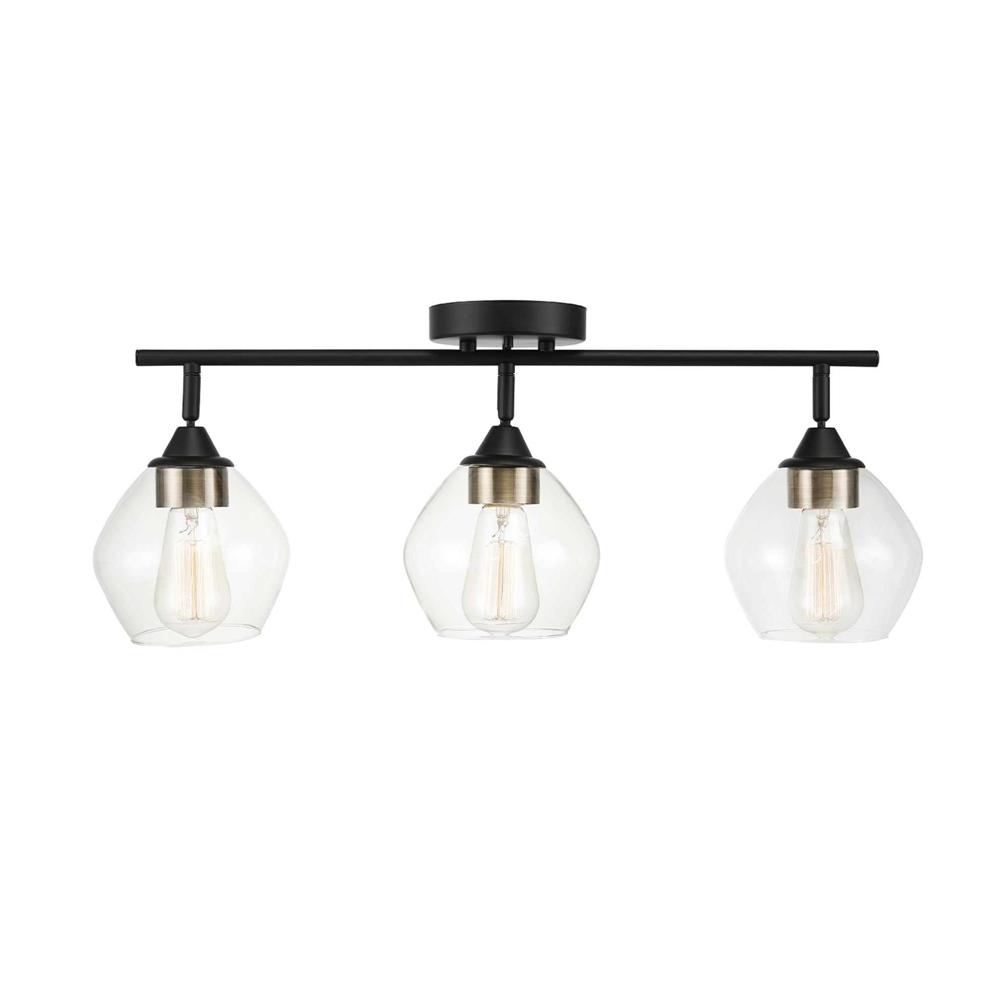 3-Light Track Lighting, Brushed Nickel, Clear Glass Shades, Silver, Bulb Not Included