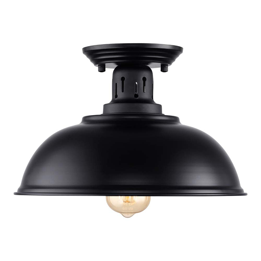 Semi Flush Mount Ceiling Light Fixture, Farmhouse Light Fixtures, Black Outdoor Close to Ceiling Light for Porch, Entryway, Hallway, Foyer, and Gazebo