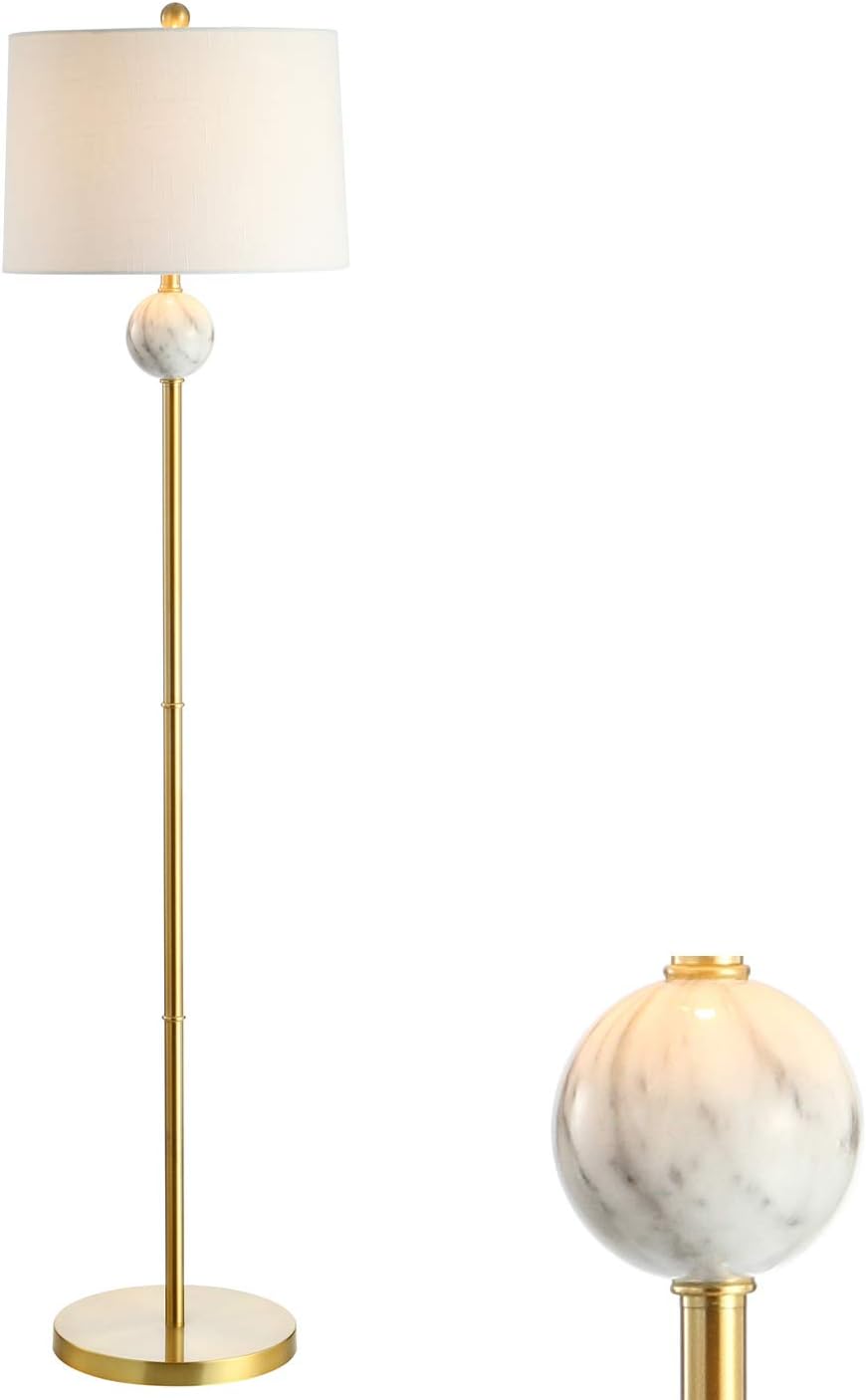 60" Modern Metal/Resin LED Floor Lamp Classic,Glam,Transitional for Bedrooms, Living Room, Office, Reading, BrassGold/White