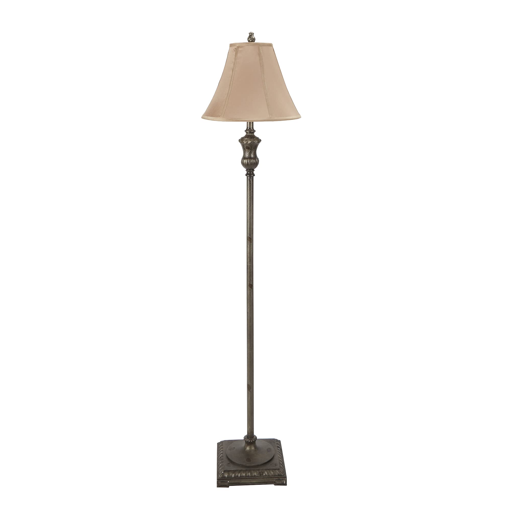 Traditional Floor Lamp, Antique Gesso 60" x 14"