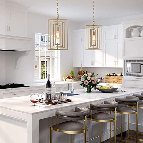 Gold Chandelier, Pendant Lighting for Kitchen Island with Adjustable Framework, W12 xH20.4