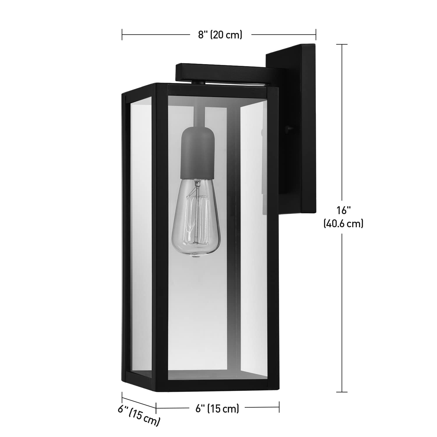 1-Light Outdoor Indoor Wall Sconce, Matte Black, Clear Glass Shade 16