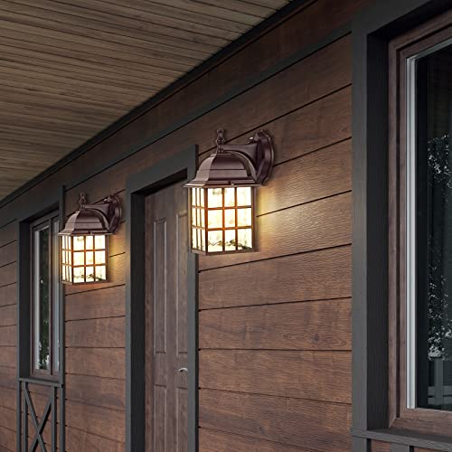 2-Pack Dusk to Dawn Outdoor Wall Lights, Sensor Exterior Light Fixtures Wall Mount, Porch Lights, Black Wall Lantern Wall Lamp, Waterproof Wall Sconce, Outside Lighting for Garage, Front Door