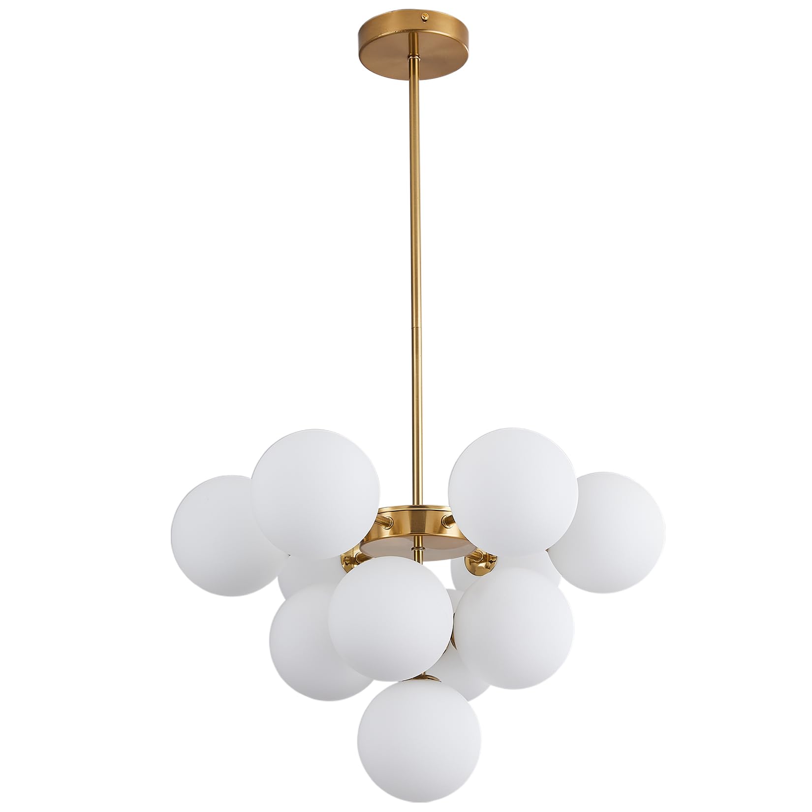 Modern Globe Gold Chandelier - 3.9in Glass Shape Sputnik Ceiling Light Fixture, Mid Century Bubble Dining Room Pendant Light, Hanging Brass Island Light for Kitchen Bedroom Entryway Over Table