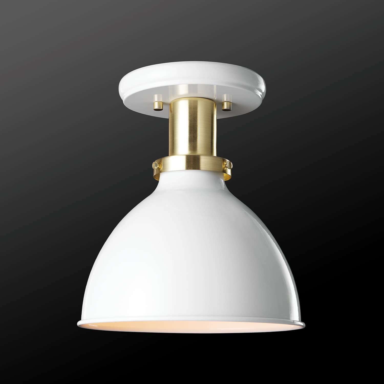 1-Light Semi-Flush Mount Ceiling Light, Matte Black, Matte Brass Accents, Bulb Not Included