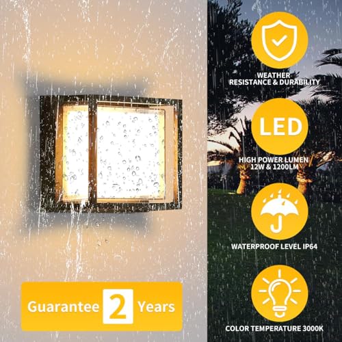 18W Modern Outdoor Lights for House, Front Porch Lights, Exterior Wall Mount Light Fixtures 3000K, Outdoor Patio LED Lights Waterproof, Aluminium Black Warm White