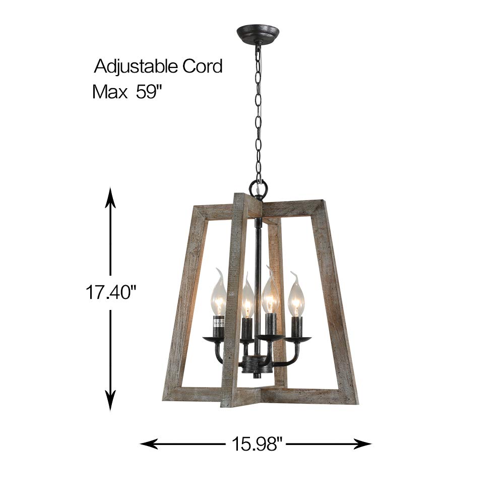 Kitchen Island Light Fixtures Dining Room Distressed White Rectangular Modern Farmhouse Chandelier, 3-Light Metal Rustic French Country Pendant Lighting Ceiling Light Hanging Lamp, No Wood