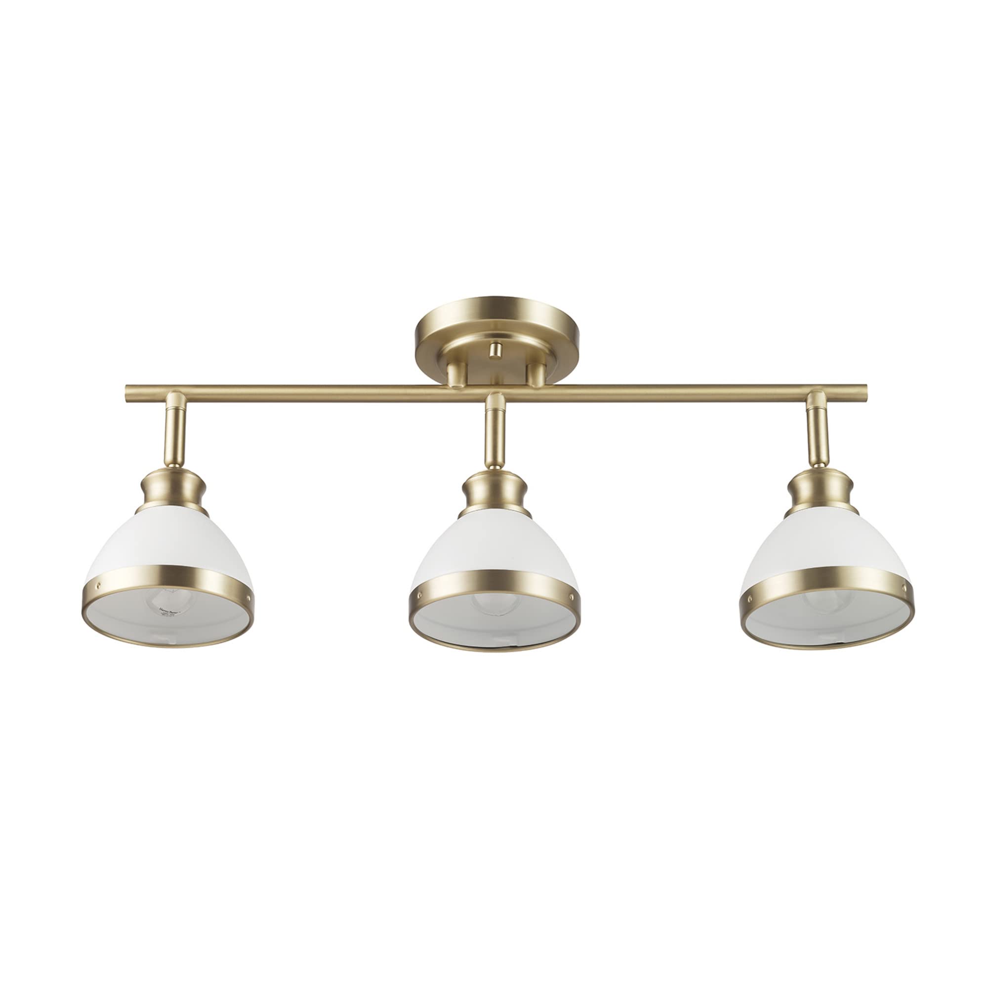 3-Light Track Lighting, Matte Brass, Matte White Shades, Track Ceiling Light, Track Lighting Kit, Vintage, Ceiling Light Fixture, Home Décor, Kitchen, Bulb Not Included