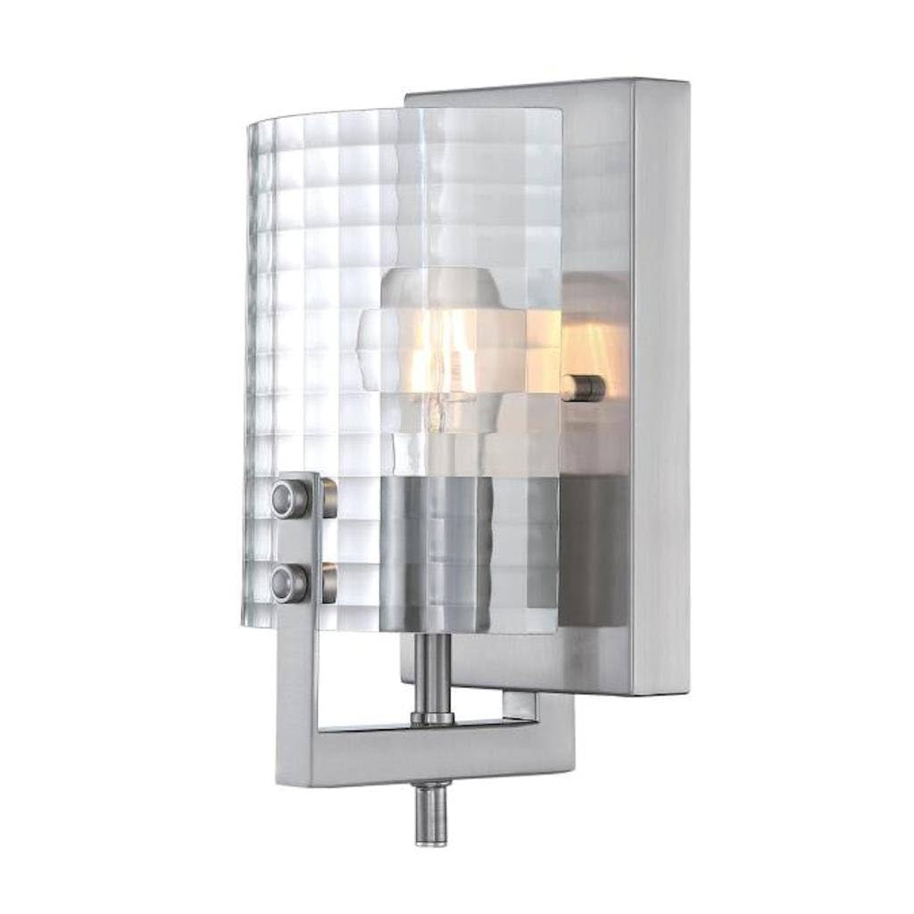 One Indoor Fixture, Finish Wall Sconce, 1-Light, Brushed Nickel Frosted Glass