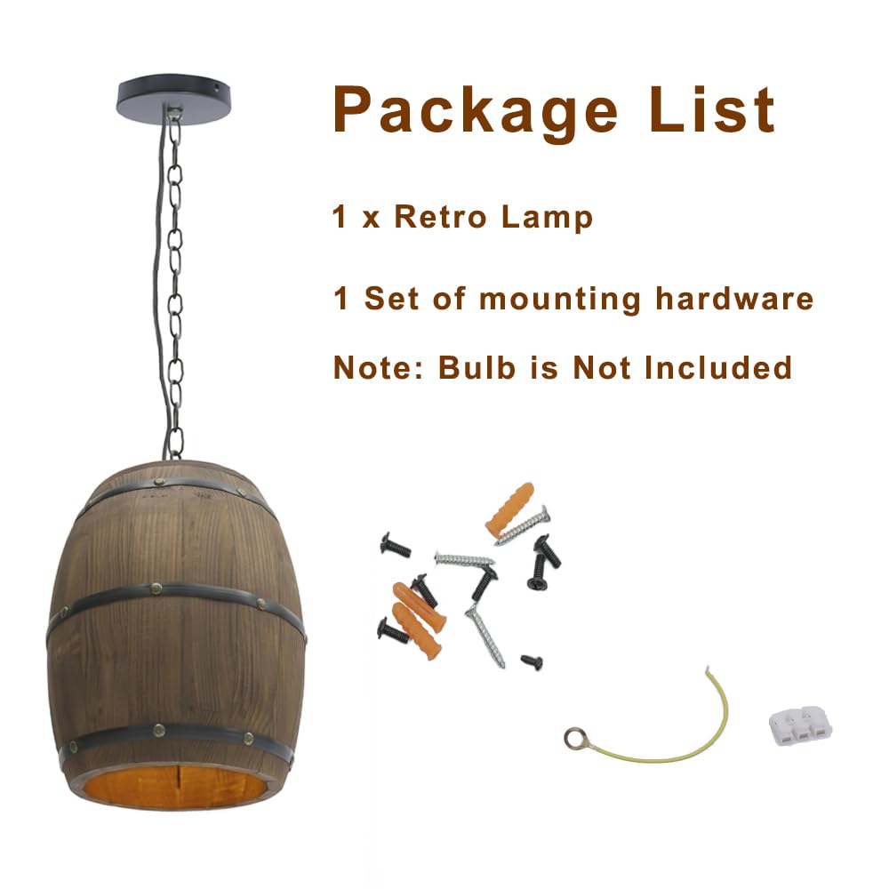 TFCFL 6 Lights Industrial Vintage Hanging Pendant Light Wooden Chandelier Ceiling Light Retro Wooden Light Suspension Lighting Fixture Retro Loft Lantern Chandelier Lights Handmade Lighting Products