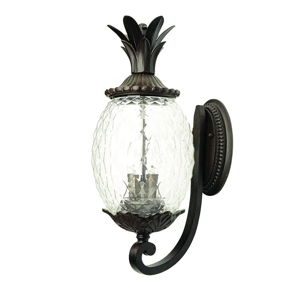 Large Outdoor Hanging Pineapple Dimmable Lantern | Durable Anti-Rust Cast Aluminum | Three Light in Black Coral | Showcases Style and Hospitality