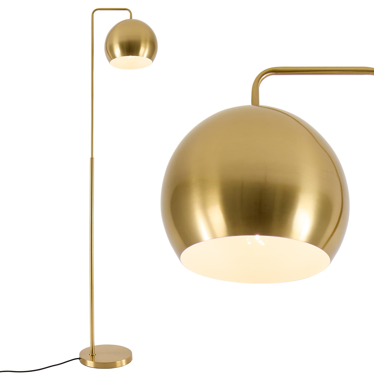 Lighting Contemporary Gradient Gold Floor Lamp Glass Globe LED Standing Light Mid Century Tall Pole Standing Accent Lighting for Office Living Room Bedroom (9.8”-Large)