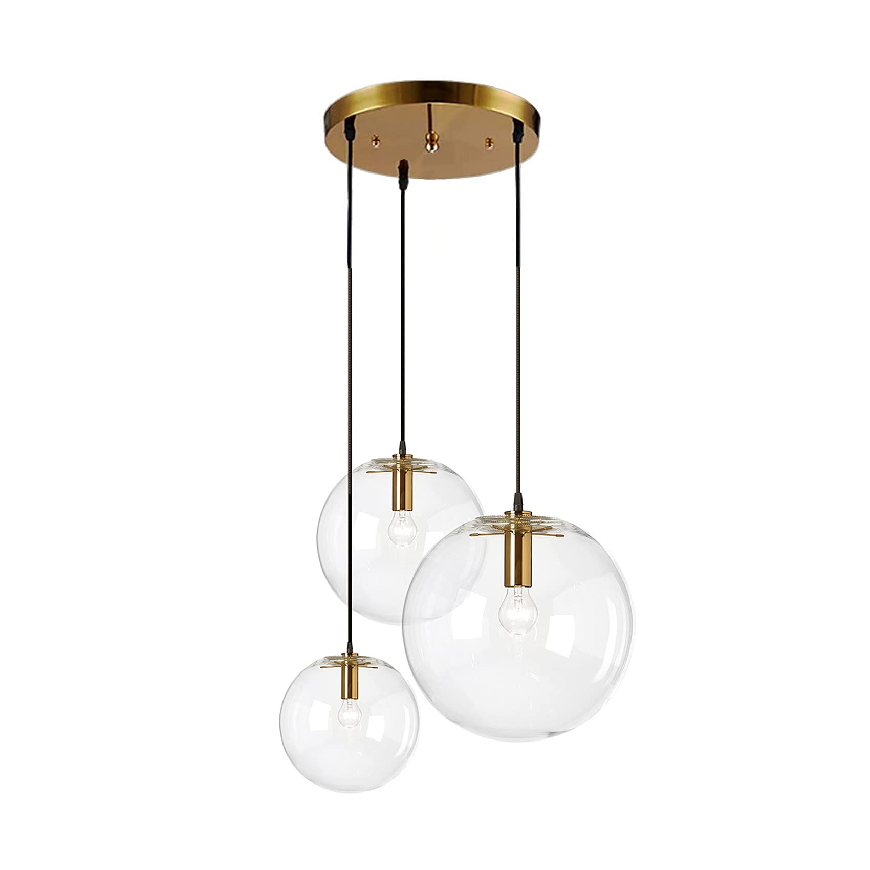 3-Light Multi Pendant Light Fixture Modern Pendant Lighting Chandelier Lamp for Living Room Bedroom Farmhouse (Gold)