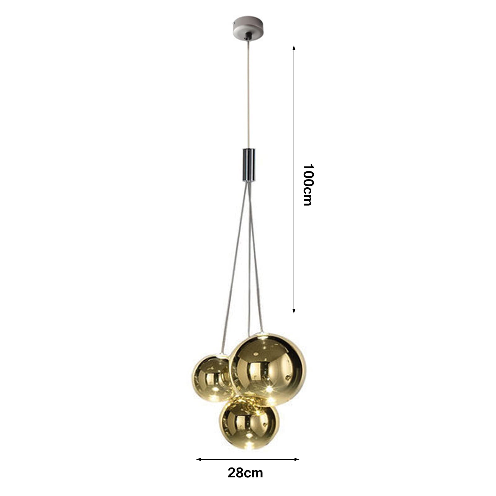 Modern LED 3 Way Glass Ball Ceiling Pendant Lights Cluster Simple Kitchen Island Lighting Fixture 3-Lights Hanging Lamp Chandelier for Dining Room(Grey), Gray (GYDD-0718-1)