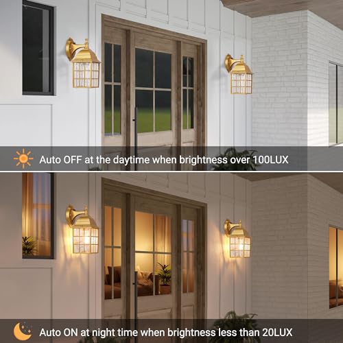 2-Pack Dusk to Dawn Outdoor Wall Lights, Sensor Exterior Light Fixtures Wall Mount, Porch Lights, Black Wall Lantern Wall Lamp, Waterproof Wall Sconce, Outside Lighting for Garage, Front Door