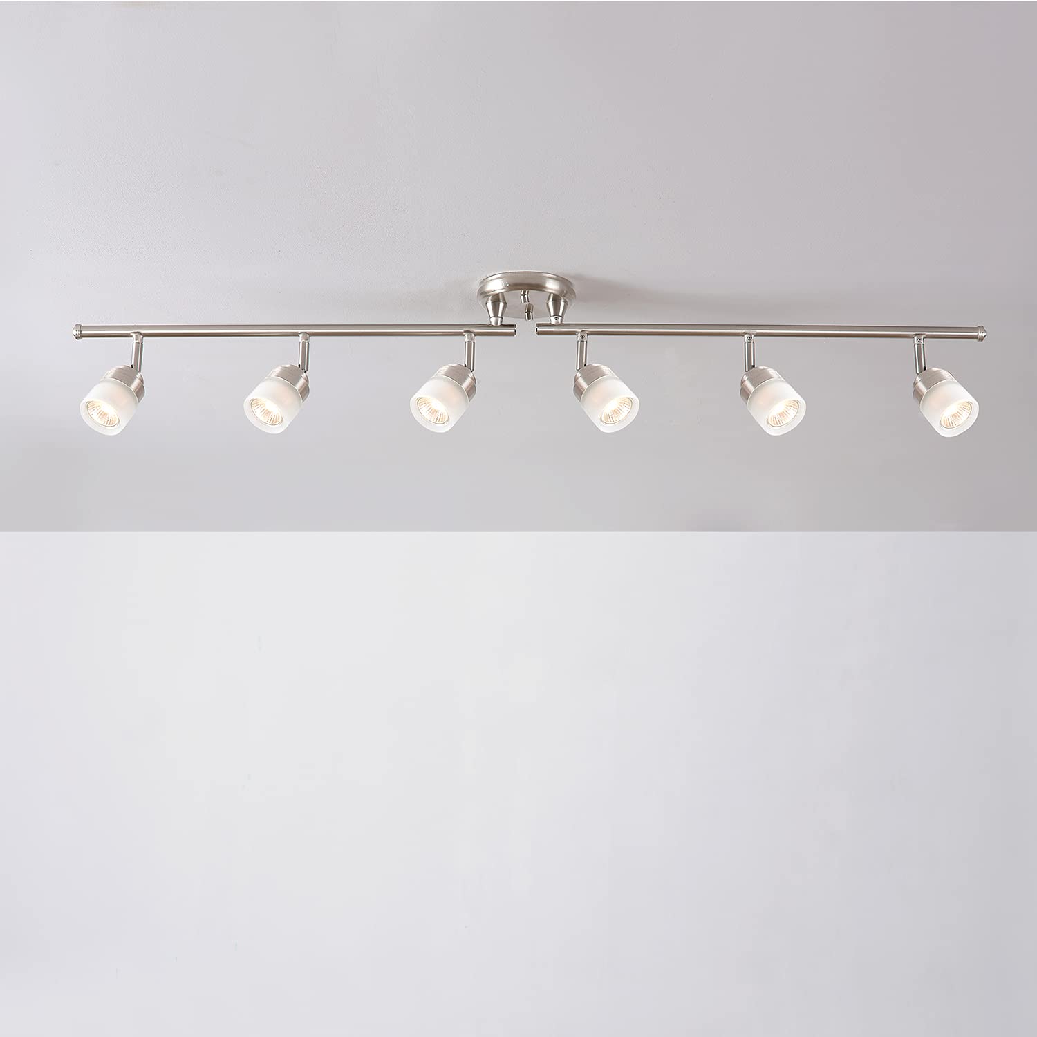 6-Light Foldable LED Integrated Track Lighting, Matte Black, Center Swivel Bars, 2400 Lumen