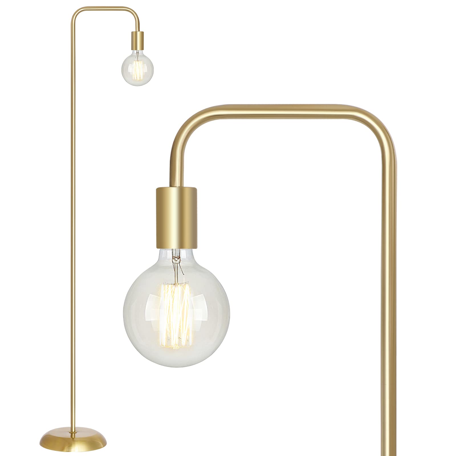 Modern Floor Lamp for Living Room, Gold Standing Lamp for Bedroom with Globe Glass Shade, 68" Mid-Century Tall Pole Tree Lamps Light Home Decor, Antique Brass(LED Bulbs Included)