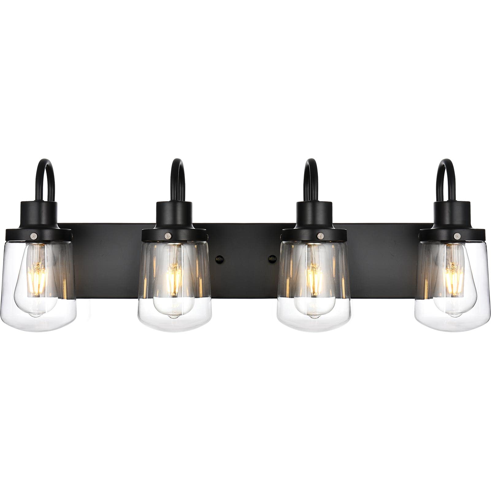 2-Lights Wall Light/Bathroom Vanity Light, Industrial Wall Sconce in Satin Nickel with Clear Glass Shades Wall Mount Light Fixtures for Living Room Bathroom Kitchen