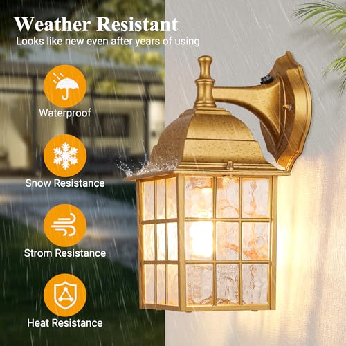 2-Pack Dusk to Dawn Outdoor Wall Lights, Sensor Exterior Light Fixtures Wall Mount, Porch Lights, Black Wall Lantern Wall Lamp, Waterproof Wall Sconce, Outside Lighting for Garage, Front Door