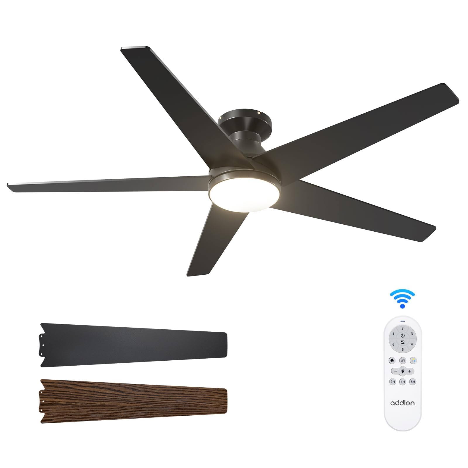 Ceiling Fans with Lights, 42 Inch Low Profile Ceiling Fan with Light and Remote Control, Flush Mount, Reversible, 3CCT, Dimmable, Quiet, Black Small Ceiling Fan for Bedroom Indoor/Outdoor Use