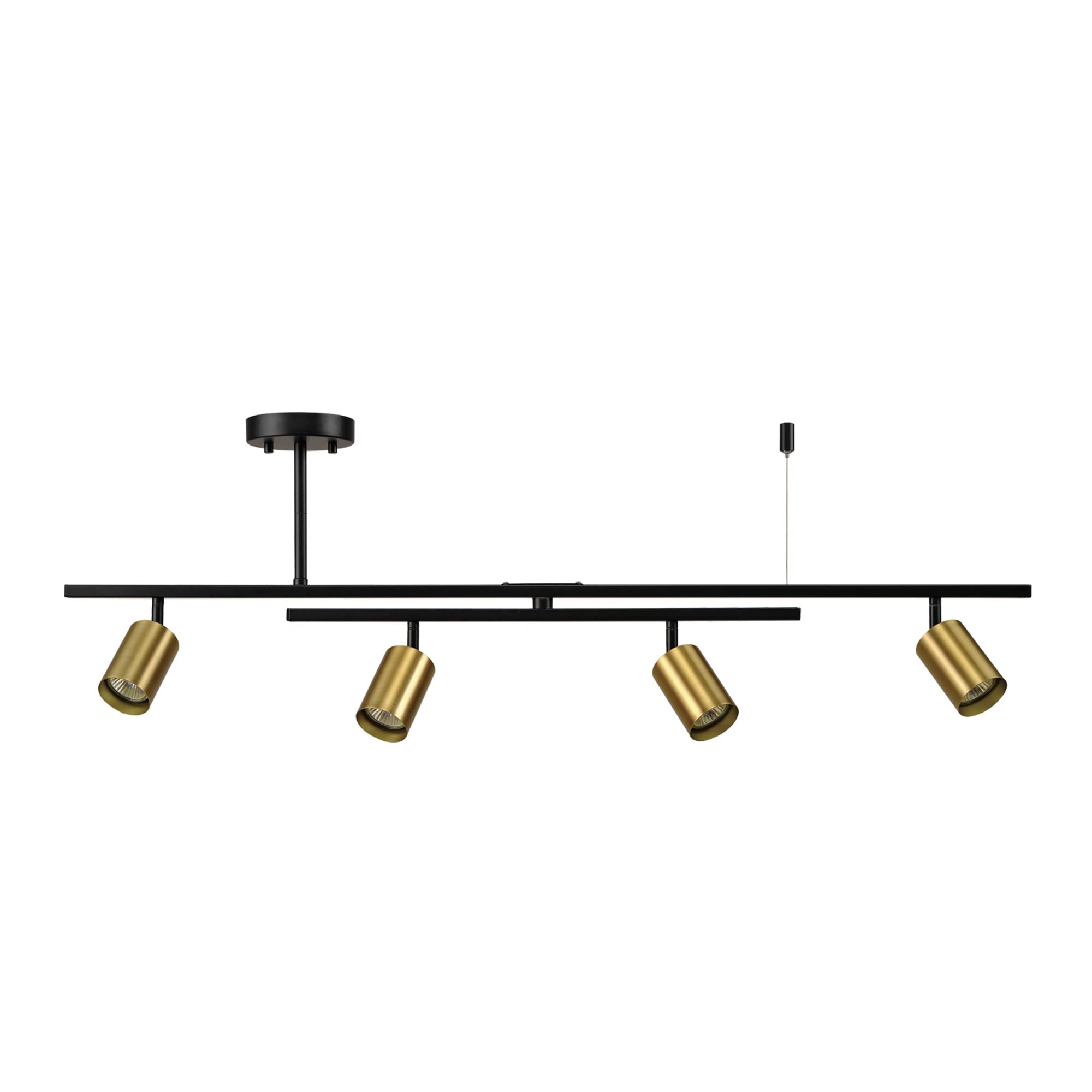 5-Light Track Lighting, Center Swivel Bar, Matte Black, Ceiling Light, Track Light Heads, Pivot Shades, Track Ceiling Light, Track Lighting Kit, 5 Bulb Kitchen Light