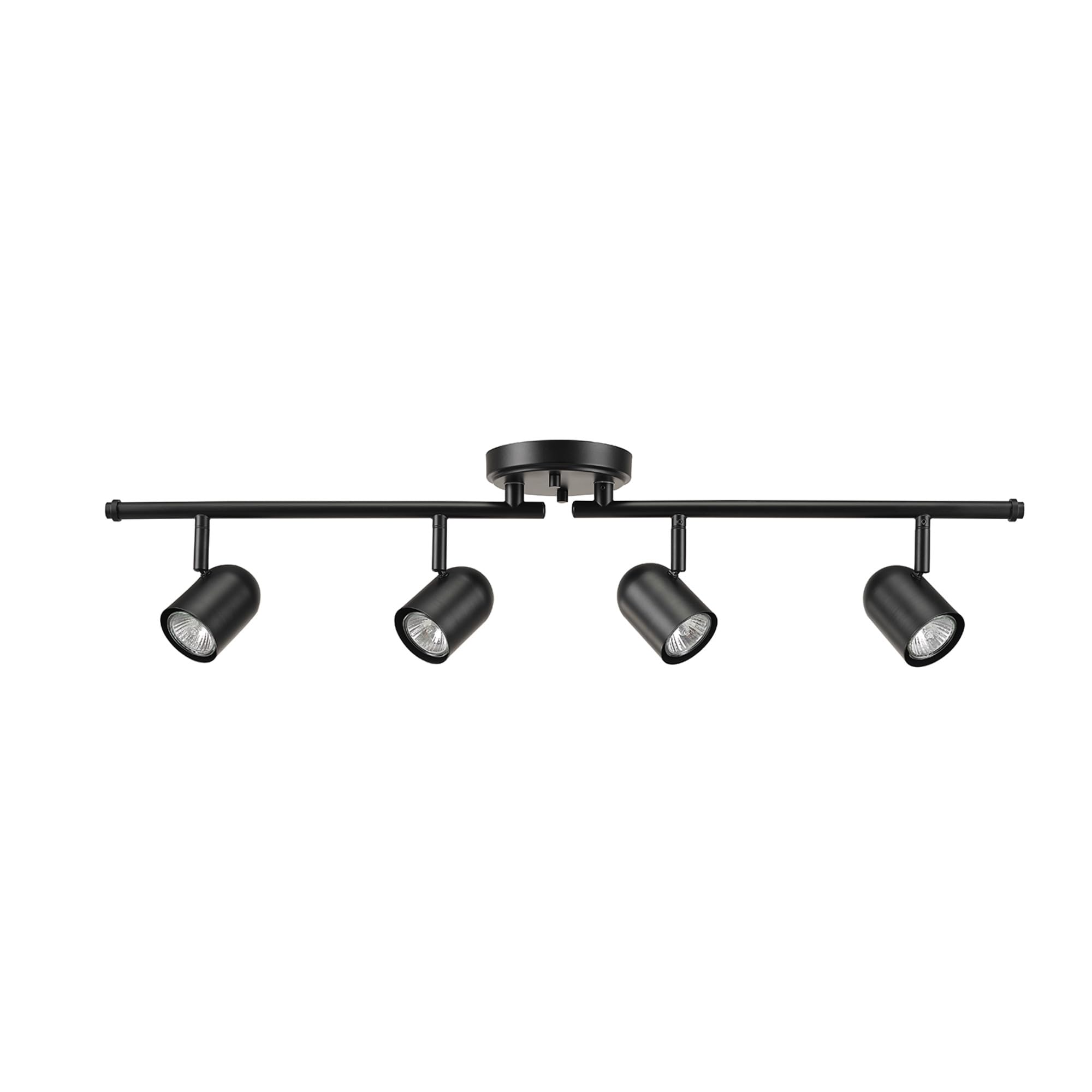 6-Light Foldable LED Integrated Track Lighting, Matte Black, Center Swivel Bars, 2400 Lumen