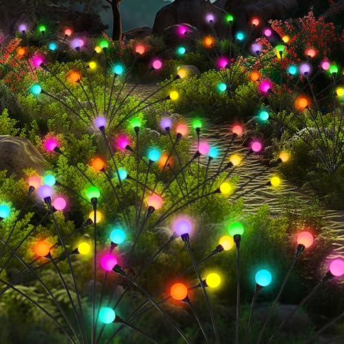 Solar Garden Lights, 20 LED Firefly Garden Lights Solar Outdoor, Solar Lights for Outside Sway by Wind,Solar Lights Outdoor Waterproof for Christmas Yard Patio Pathway Decoration (2 Pack)