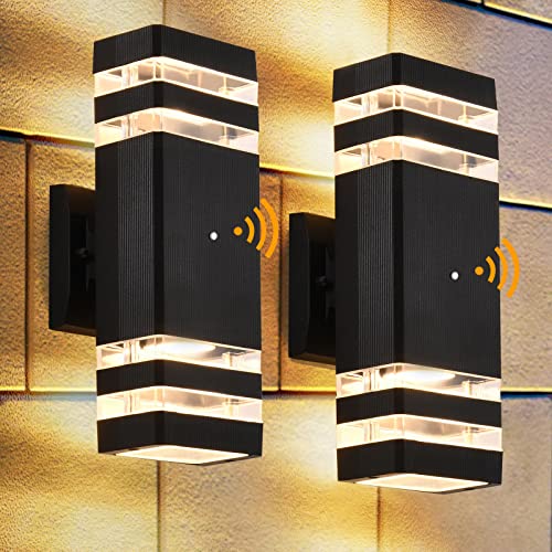 Outdoor Wall Lights 2 Pack, 3000K Warm White Exterior Lighting Fixtures, Up and Down Porch Lights Outdoor Wall, Waterproof Outdoor Lights for House Porch Patio