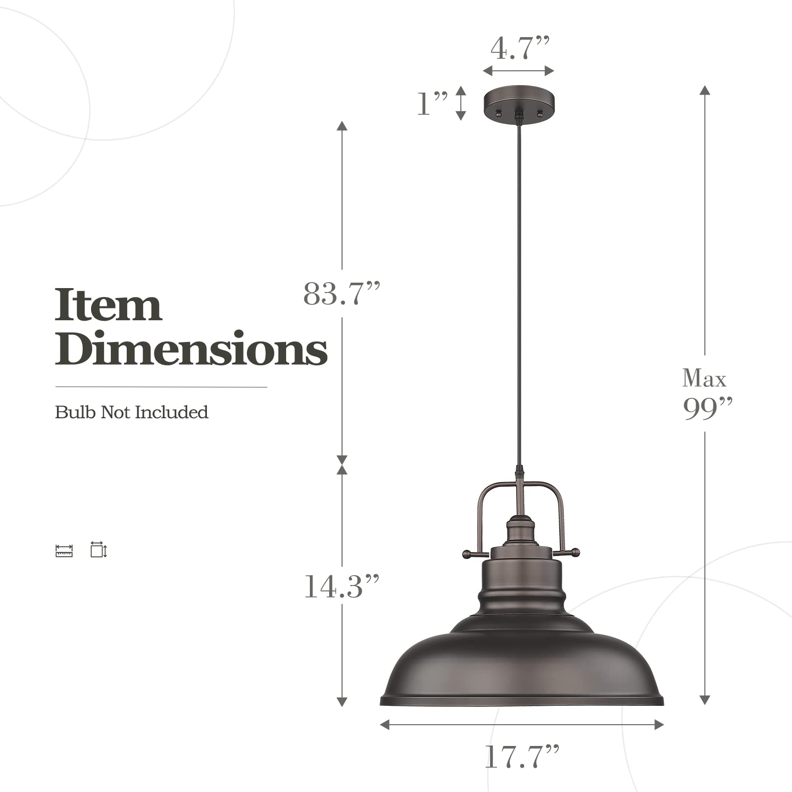 2 Pack Farmhouse Pendant Lights, 11-inch Industrial Ceiling Pendant Light Fixture with Metal Dome Shade, Gold Finish, 016-1-2PK BG