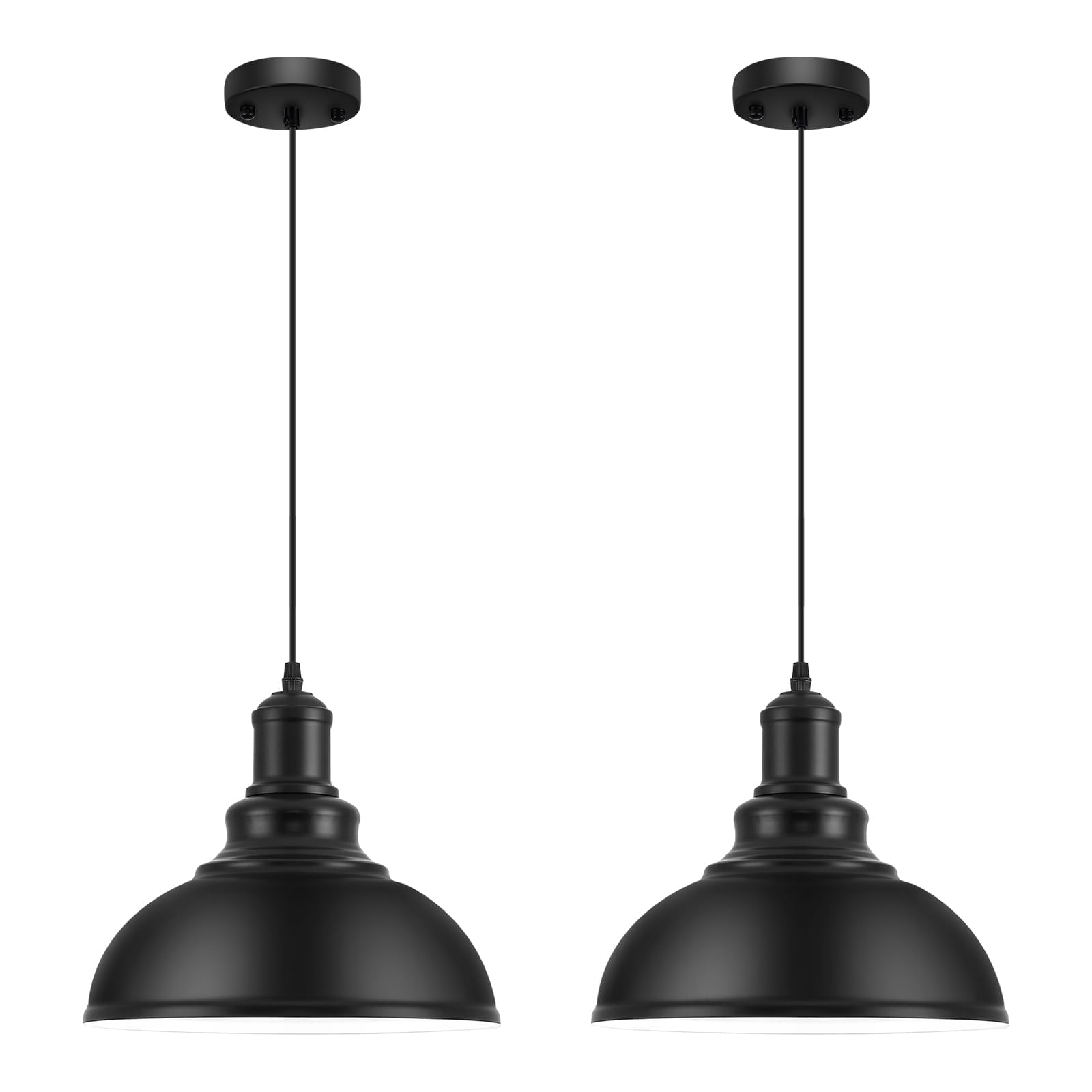 Industrial Semi Flush Mount Ceiling Light, Matte Black Farmhouse Light Fixture for Kitchen Island Dining Room Foyer Hallway Porch Barn Loft, Black, 13in