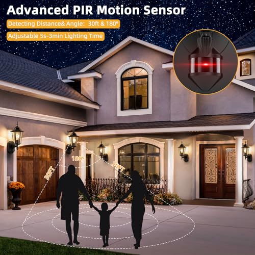 Motion Sensor Outdoor Lights, Upgrade Dusk to Dawn Exterior Light Fixture Wall Mounted, 100% Anti-Rust Aluminum Waterproof Porch Lights for Patio Front Door Garage