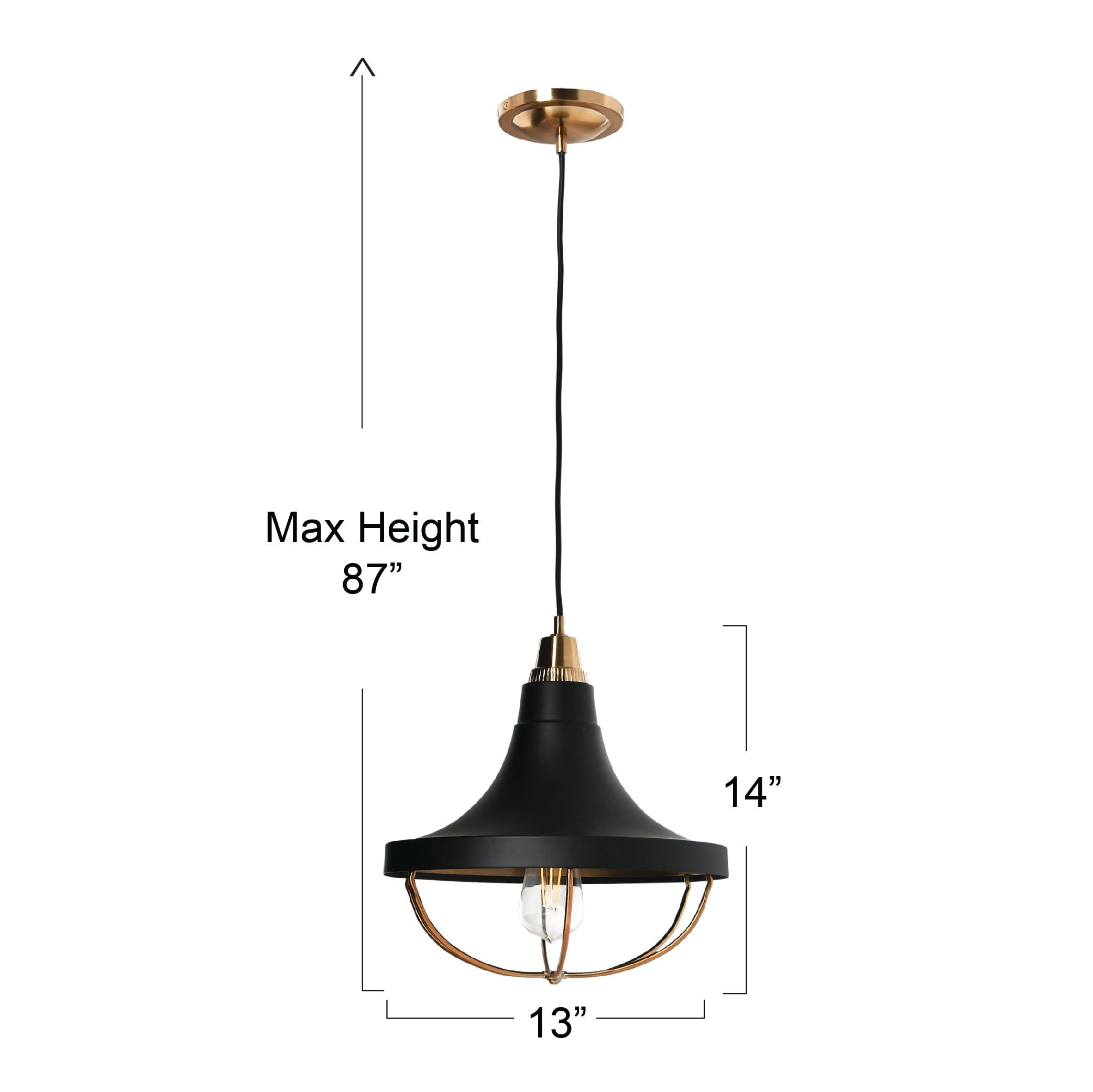 Caged Dome Metal Semi-Flush Mount Ceiling Light, Brushed Brass and Navy Blue