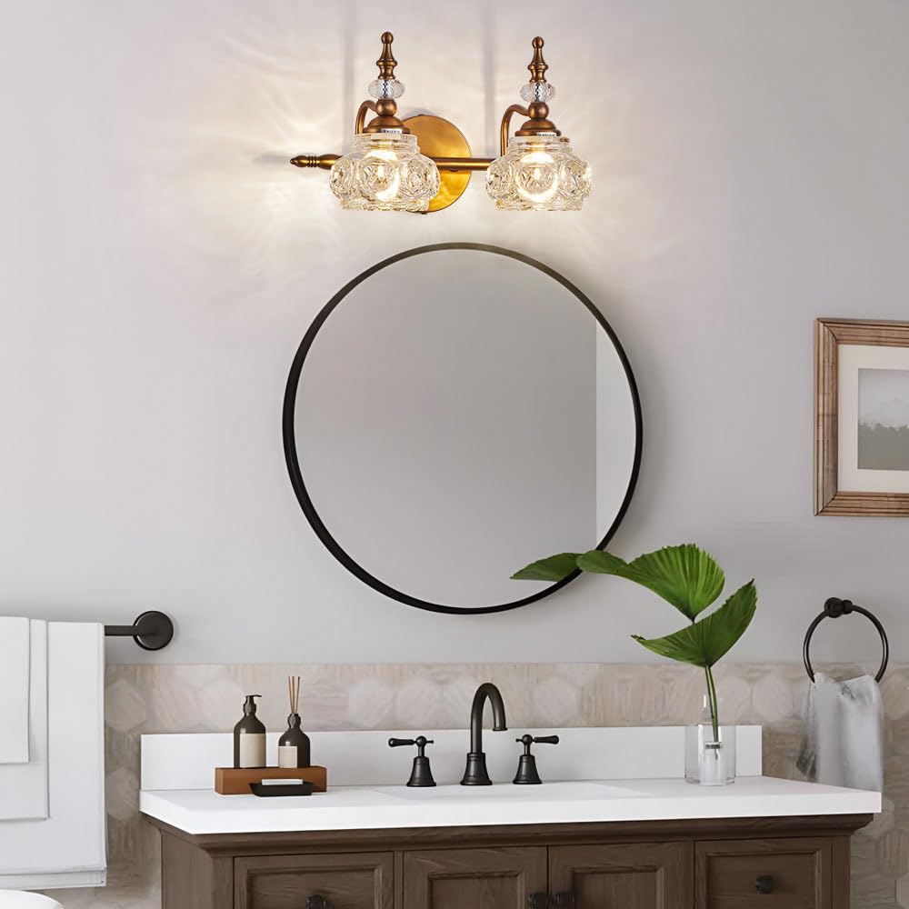 Industrial 1-Light Bathroom Vanity Light Fixture, Black Wall Source with Glass Shade, Rust-Proof and Durable, Using G9 Bulbs for Bedroom, Bathroom, Living Room