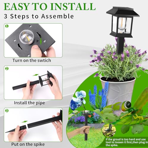 Solar Lights Outdoor,12 Pack Waterproof Solar Garden Lights, Auto On/Off Solar Pathway Lights for Your Garden, Landscape, Path, Yard, Patio, Driveway,Walkway Decor