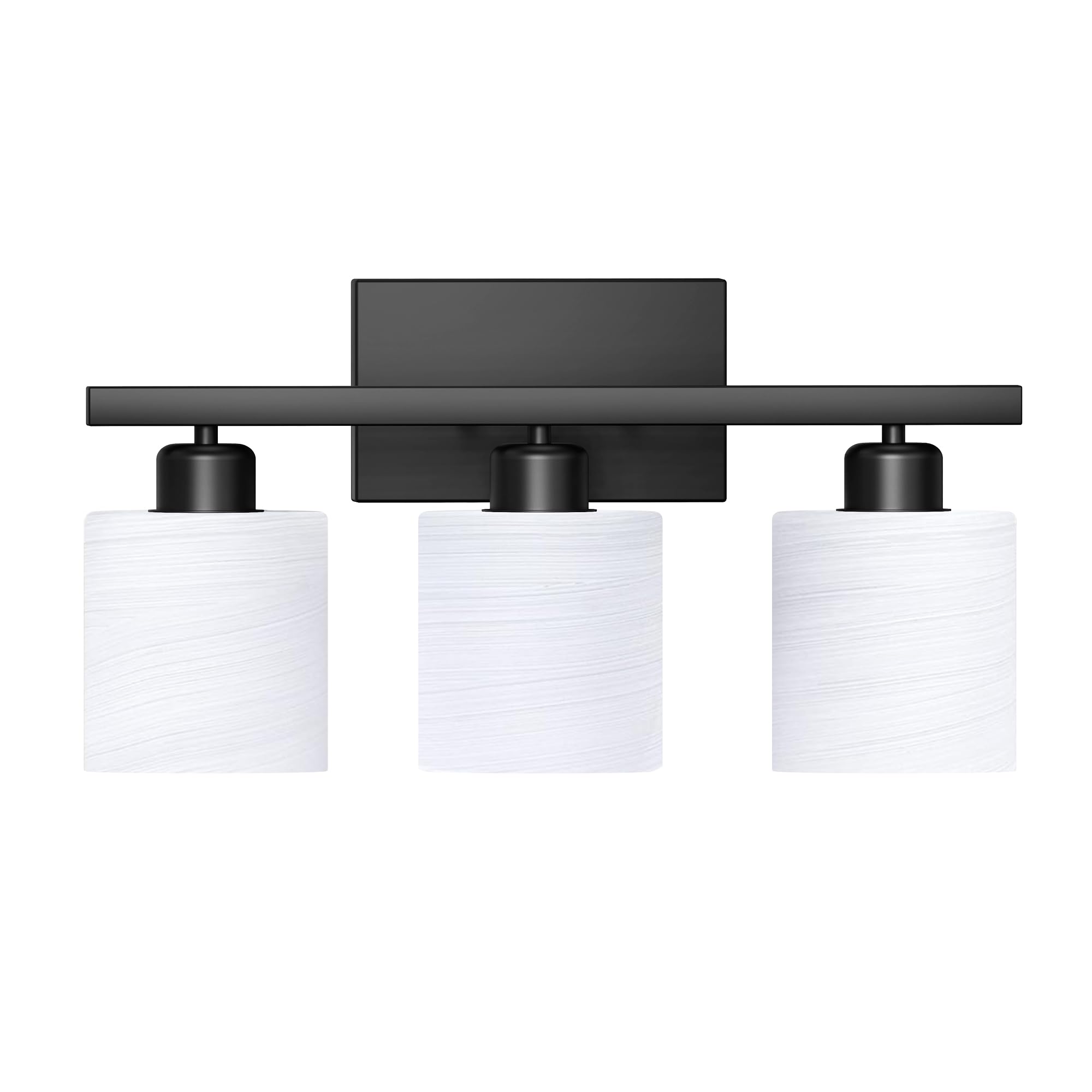 Bathroom Light Fixtures, Bathroom Lighting Fixtures Over Mirror, Classic Vanity Lights, Modern Bathroom Vanity Light with Textured Frosted Opal White Glass Shades, Brushed Nickel, 3-Light