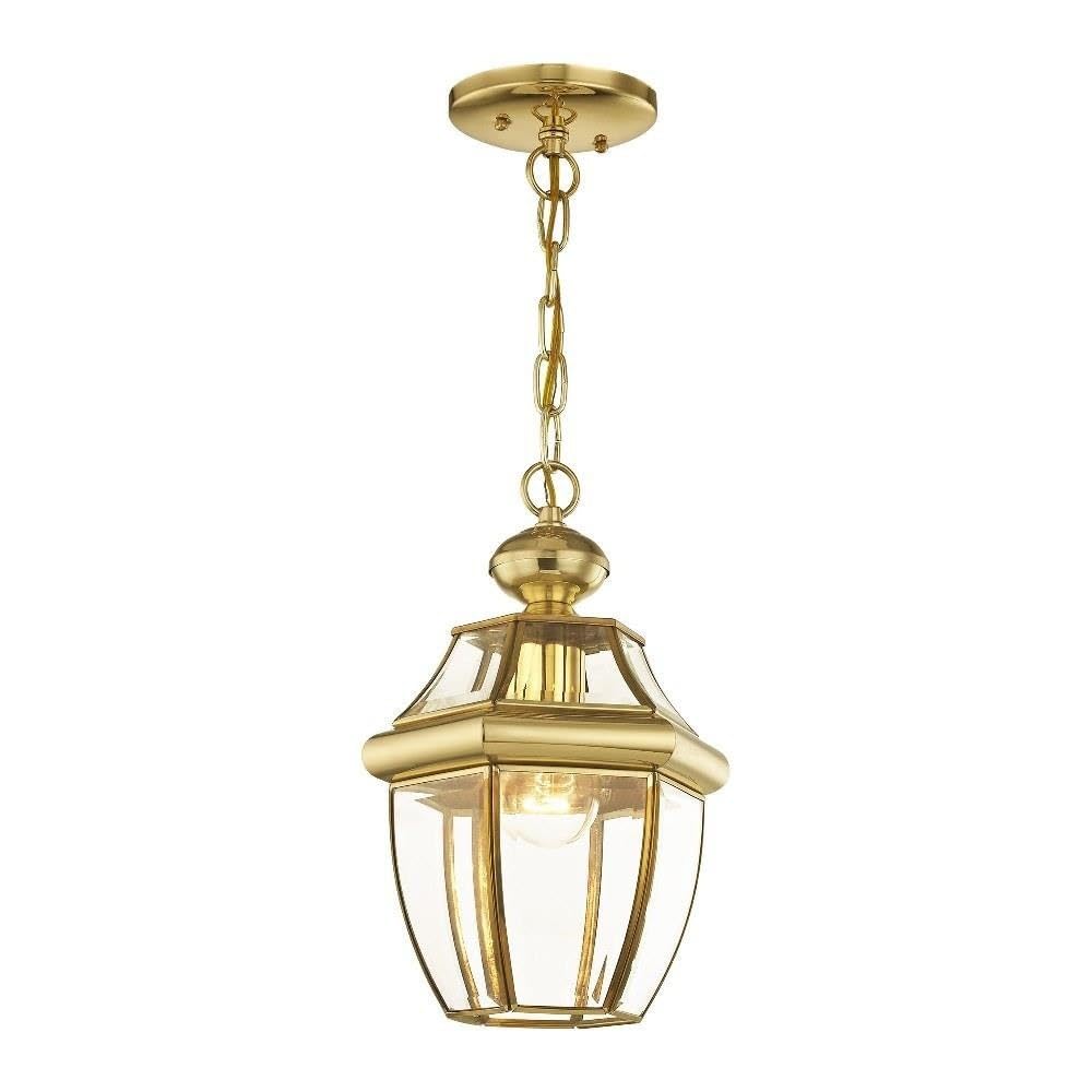 1-Light Outdoor Hanging Lantern, Polished Brass