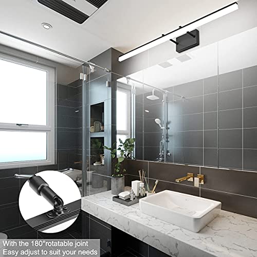 31.5 inch Modern Black Vanity Light Adjustable Bathroom Light Fixtures Over Mirror Rotatable Vanity Lighting 5500K