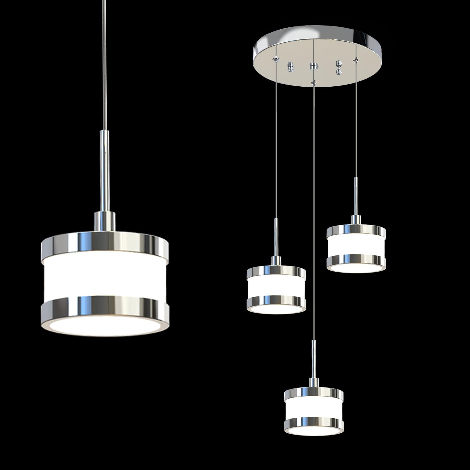 Modern LED Pendant Lights Fixture,3 Light Pendant Lighting,16W Dimmable Chandelier, 4000K Hanging Light for Kichen Island Dinning Room Foyer Hallway